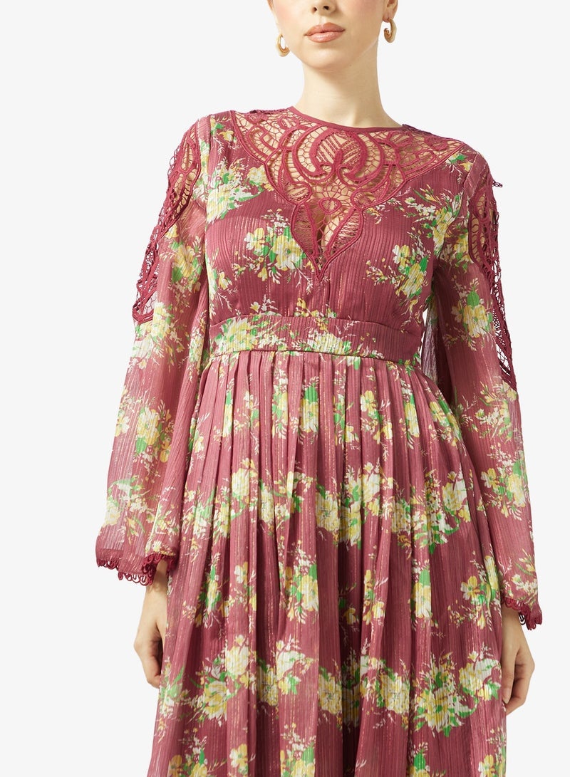 Threadz by Ajooni Floral Pleated Dress - Image 3